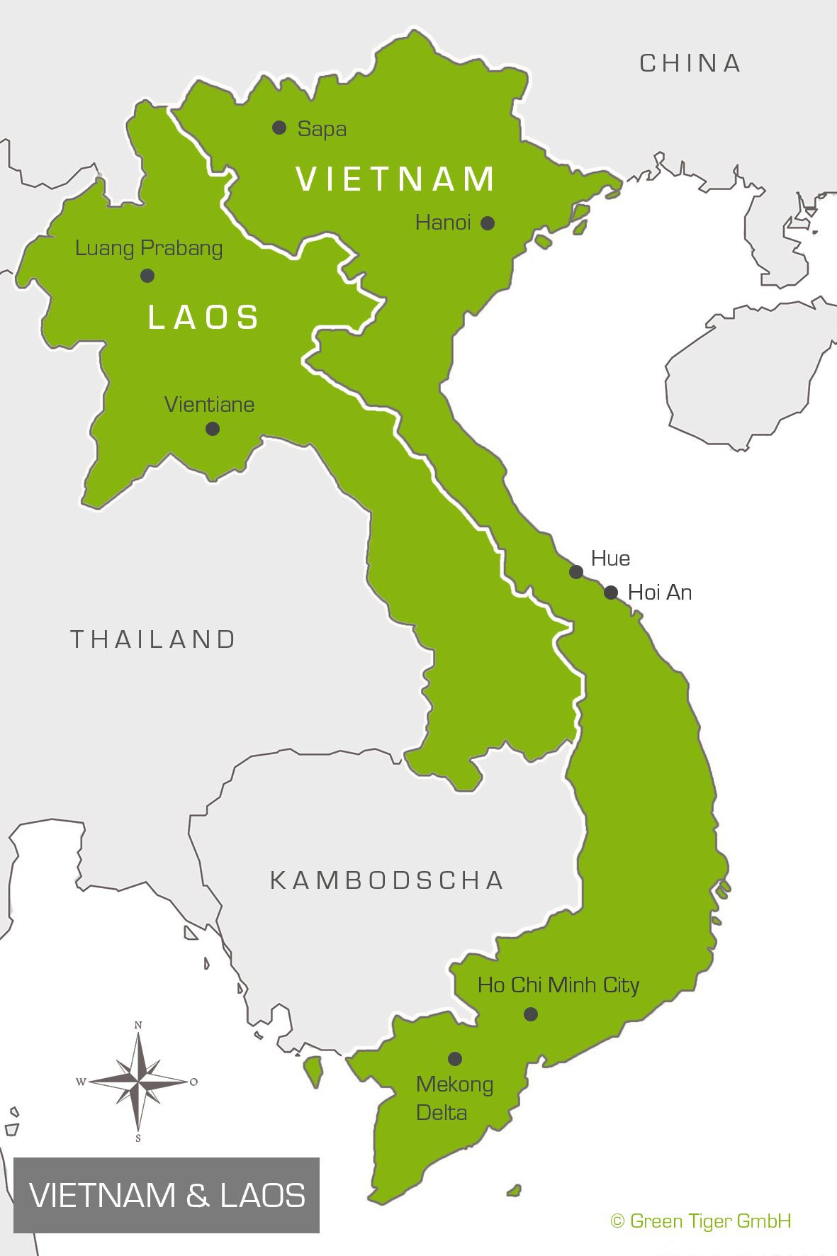 Karte Vietnam Laos